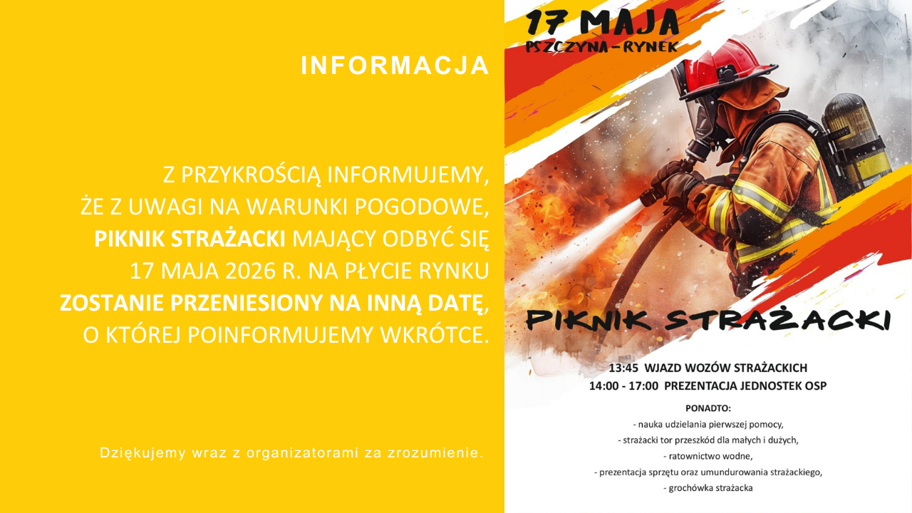Piknik Strażaka przeniesiony